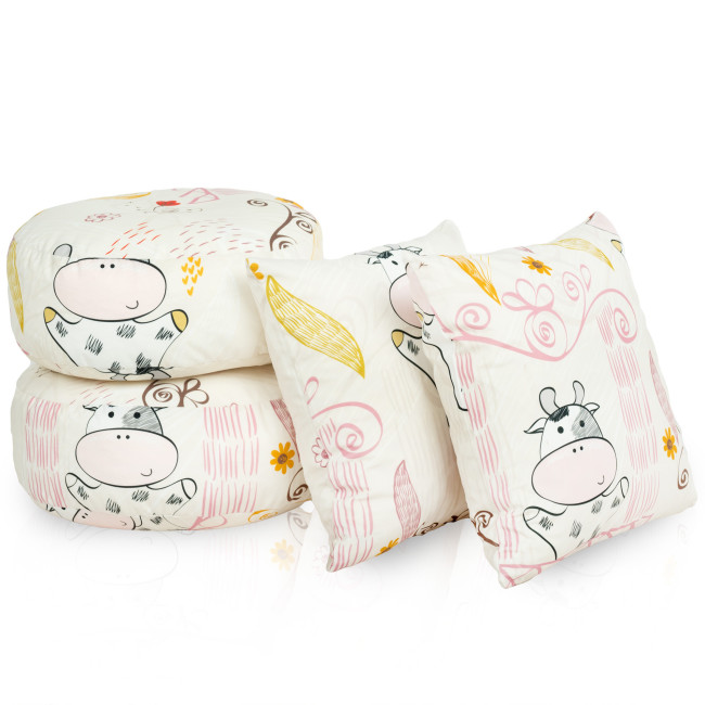 Sada 2ks podnožky + 2ks vankúše Kravka
